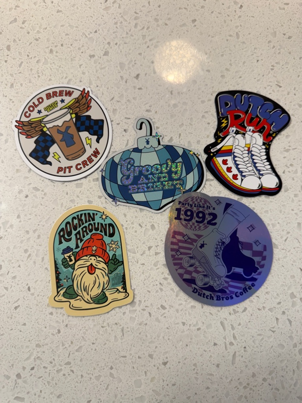 Assorted Retro Vinyl Stickers - Blue, Teal, Purple, Red, Cream